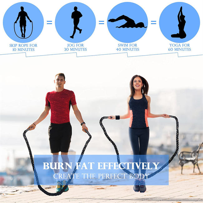 2LBWeighted Jump Rope Adult for Fitness Men and Women Heavy jump Ropes Whole Body Muscle Exercise to Improve Strength Endurance Training Sports jumping rope Outdoor Concrete use Weight Loss Skipping Rope